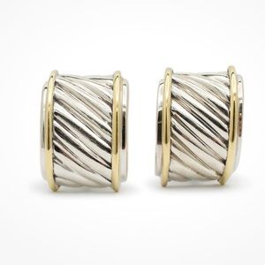 David Yurman 925 Sterling Silver & 14K Yellow Gold Thoroughbred Cable earrings